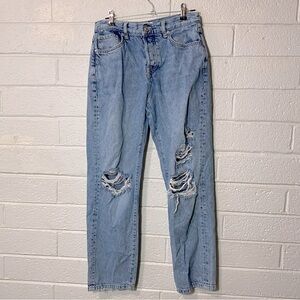 We The Free People Straight Leg Crop Jeans Denim Distressed Ripped Light Wash 26